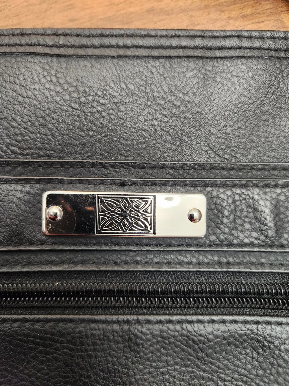 Black Crossbody Shoulder Bag with Front Zip Pocket - Picture 3 of 4